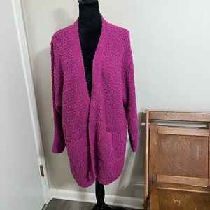 Bobeau Textured Magenta Cardigan NWOT